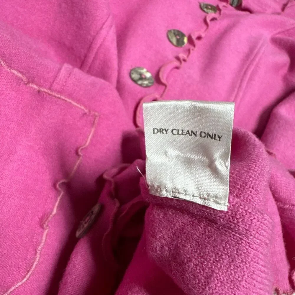 Venario Womens Pink Ruffle Neck Button Wool Jacket Size Large - Picture 7 of 7